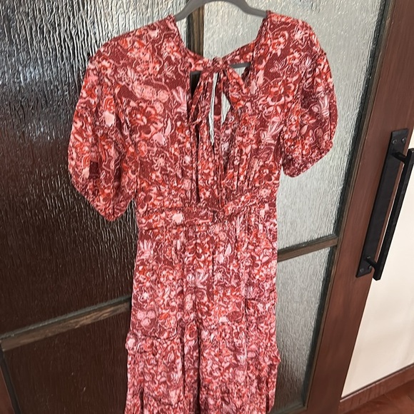 Ulla Johnson Amora Coral Floral Print Midi Dress Size 4 Ruffle Puff Sleeve - Picture 14 of 14